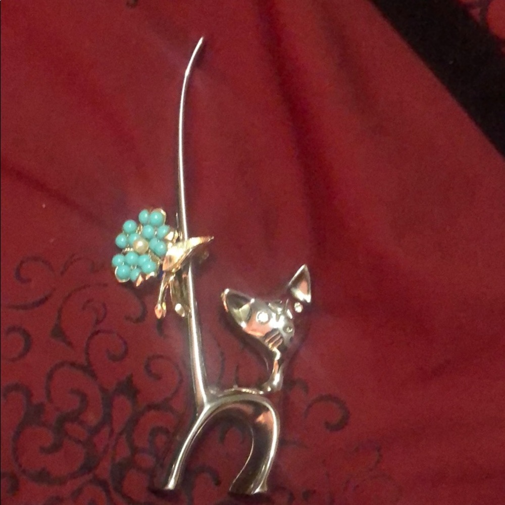 silver metal cat  lover ring holder